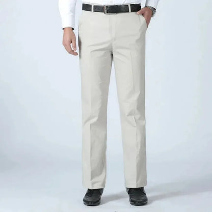 Men's Classic 100% Cotton Summer Thin Pant Autumn Thick Casual Bland High Waist Trousers Business Office Cargo Pants GOZBKF