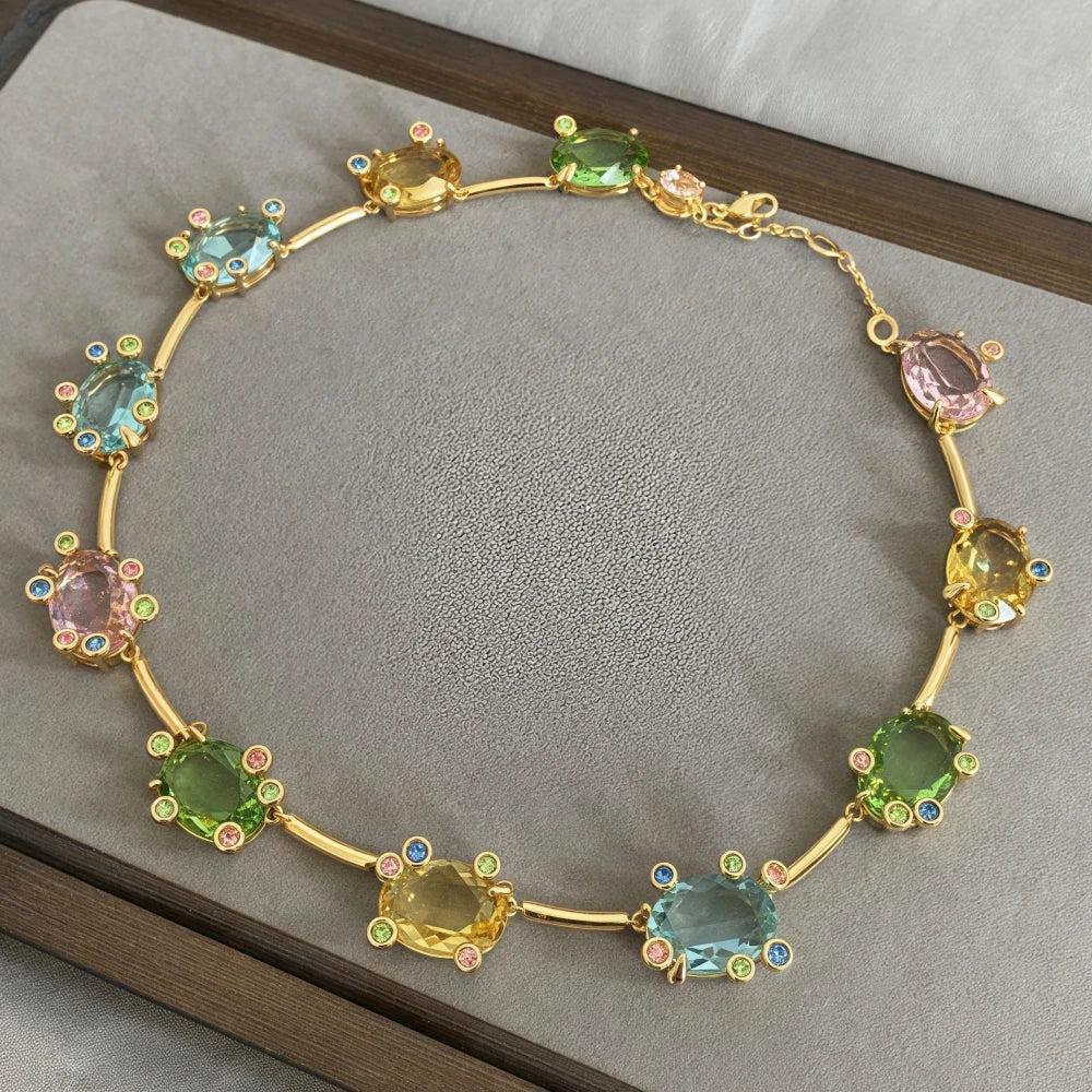 New necklaces for women's flower bracelets light luxury versatile high-end earrings niche design jewelry set