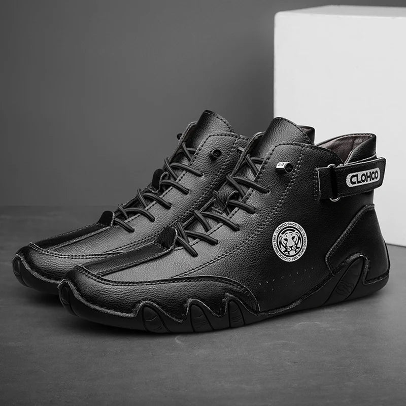 Men's PU Leather Lace Up Sneakers Black Casual Walking Shoes Lightweight Comfortable Breathable Brown Shoes for Men