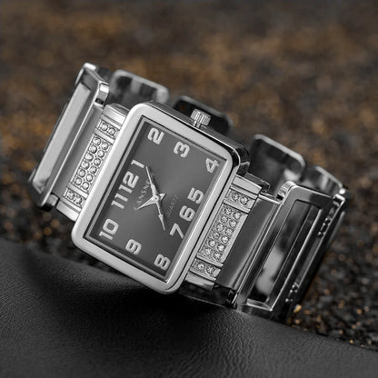 Rectangle Ladies Wristwatch Gold Silver Bangle Watches for Women Rhinestone Hollow Steel Quartz Female FashionClock