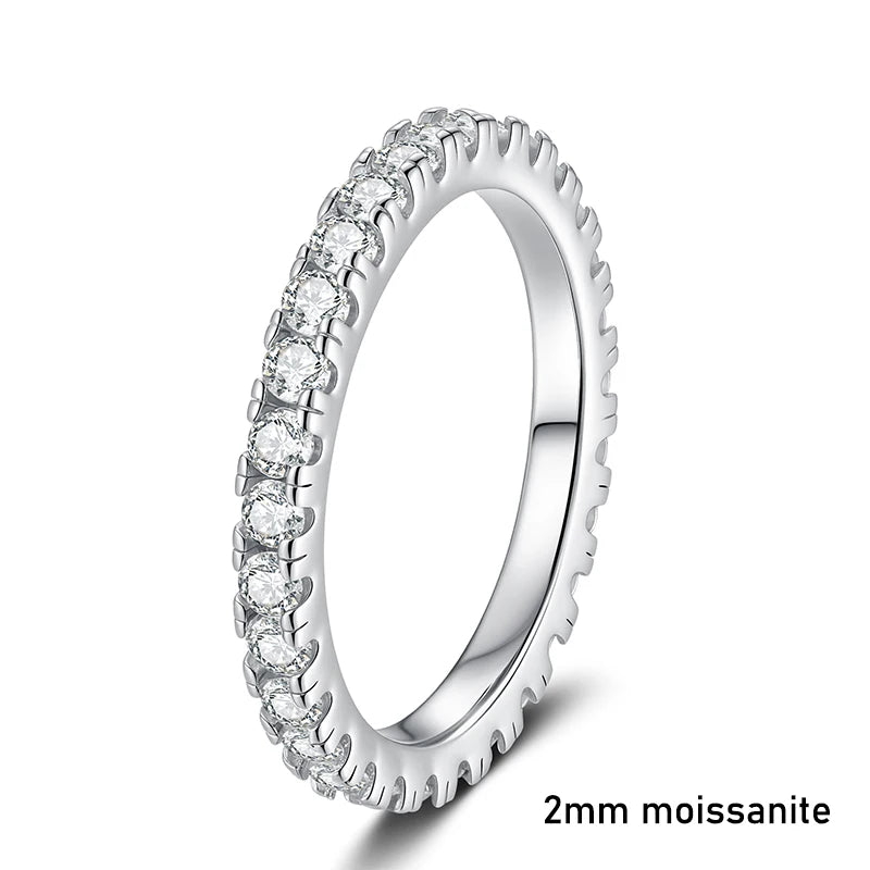 D Color 2mm Full Moissanite Diamond Ring for Women Sterling Silver 925 with Gold Plated Wedding Bridal Band Rings Jewelry