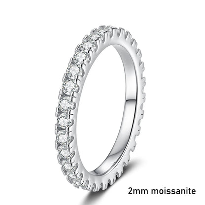 D Color 2mm Full Moissanite Diamond Ring for Women Sterling Silver 925 with Gold Plated Wedding Bridal Band Rings Jewelry