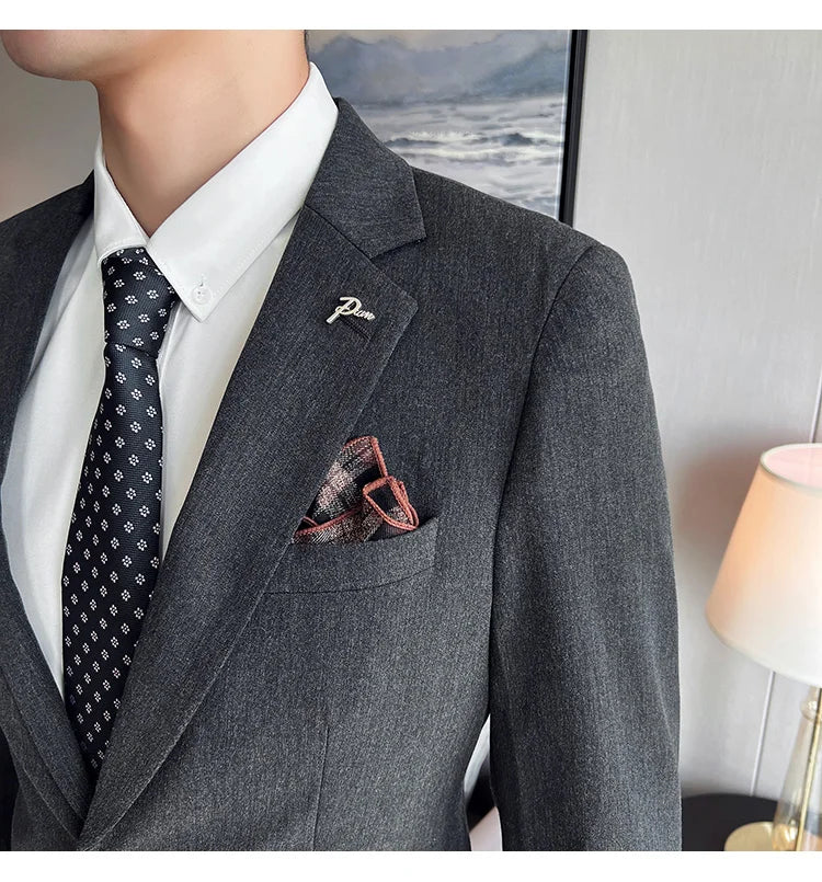 Terno Masculino Casual de Escritório Noivo Casamento Blazer Calça Social