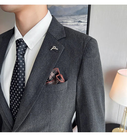 Terno Masculino Casual de Escritório Noivo Casamento Blazer Calça Social