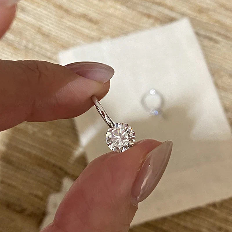 6.5mm 2CTTW Moissanite Wedding Hoop Earrings for Women Charm Lab Diamond Earring Fine Jewelry 100% S925 Sterling Silver