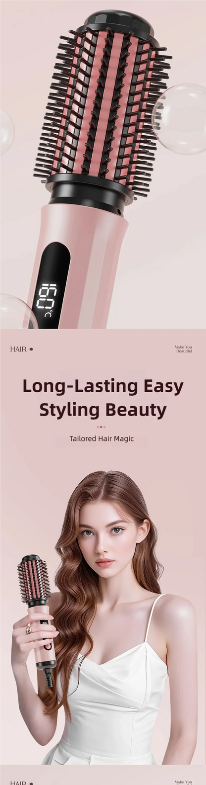 New Automatic Volumizing Hot Air Brush Professional Styling Tool Multifunctional Heated Curling and Straightening Comb