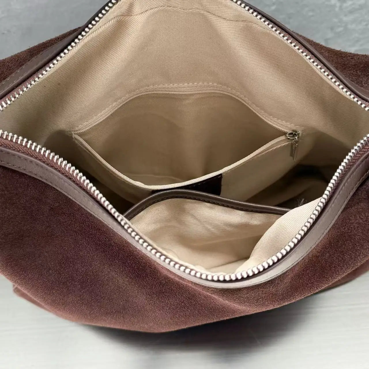Genuine Grade Suede Leather Luxury Designer Large Capacity Women's Tote Bag Vintage Shoulder Crossbody Underarm Bags Trendy New