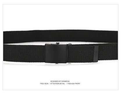 New Unisex Automatic Buckle Fashion Nylon Belt Classic Popular Casual Light Practical Woven Smooth Women Men Canvas Belt 3.8cm