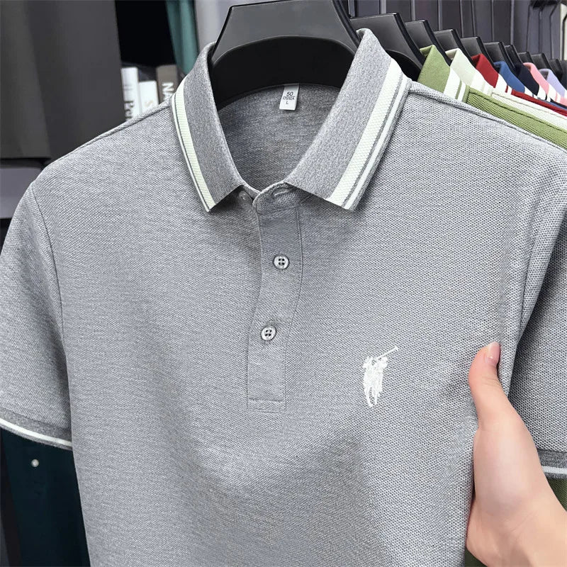 100% cotton luxury brand short sleeve polo shirt men new classic pony embroidery summer T-shirt high-end fashion casual Paul top