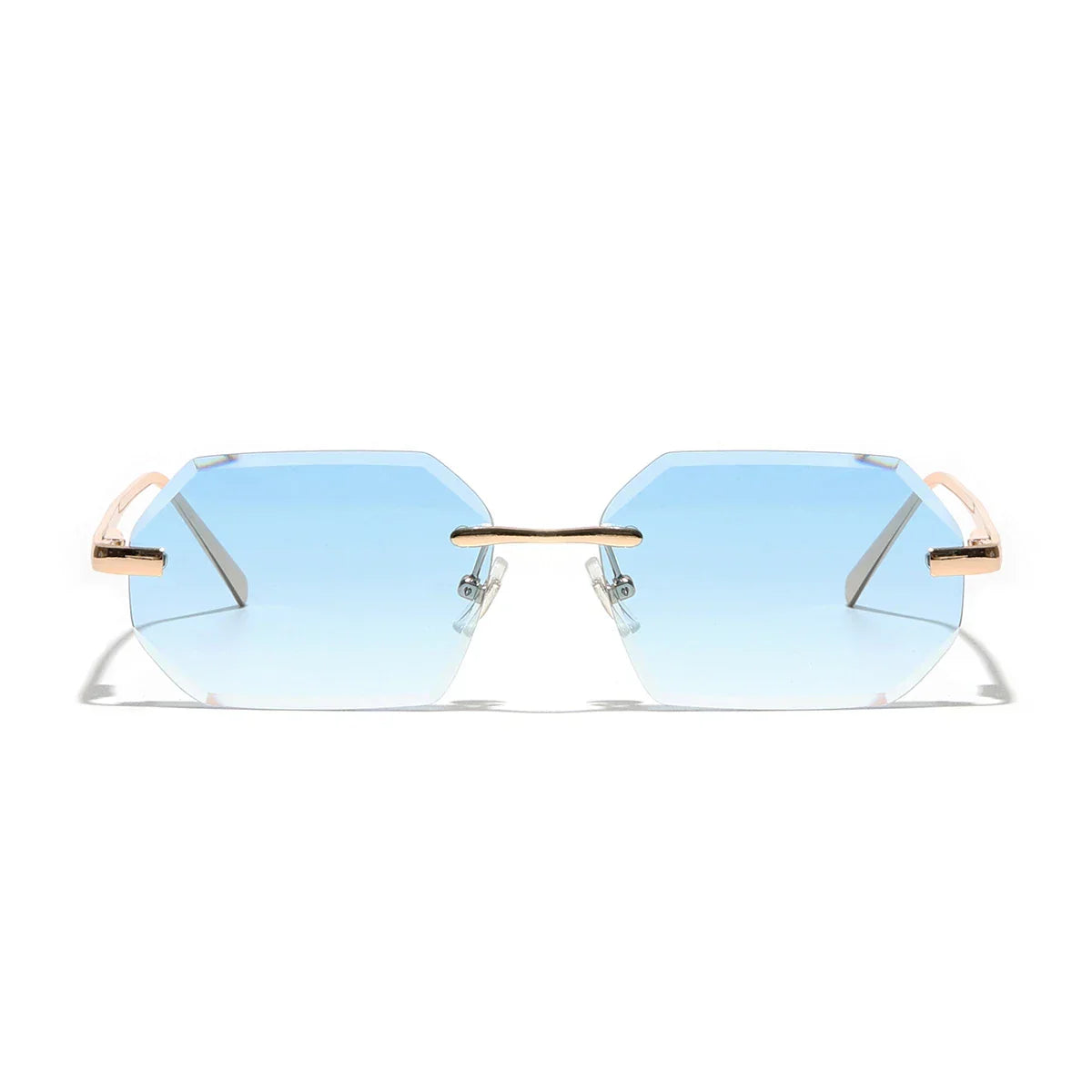 Sunglasses Men Brand Designer Fashion Rimless Sun Glasses Shades Diamond Cut Lens Ladies Frameless Metal Eye glasses