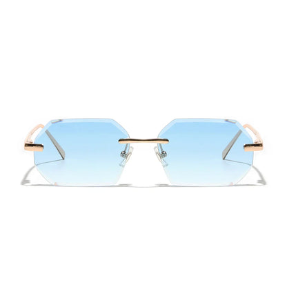 Sunglasses Men Brand Designer Fashion Rimless Sun Glasses Shades Diamond Cut Lens Ladies Frameless Metal Eye glasses