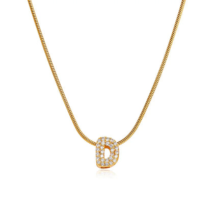 Fashion Tiny CZ Zircon Initial Alphabet Pendant Neckalce Gold Plated Stainless Steel A-Z Letter Necklaces Birthday Gifts Jewelry
