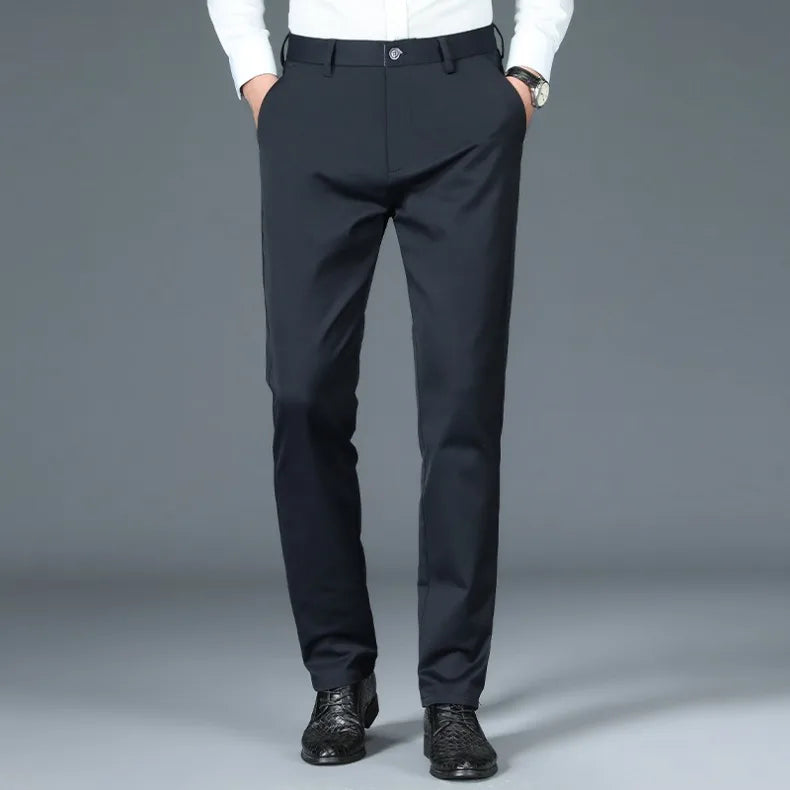 Business Formal Mens Casual Pants Autumn Winter Fashion Anti-wrinkle Straight Stretch Trousers Male Office Classic Suit Pants