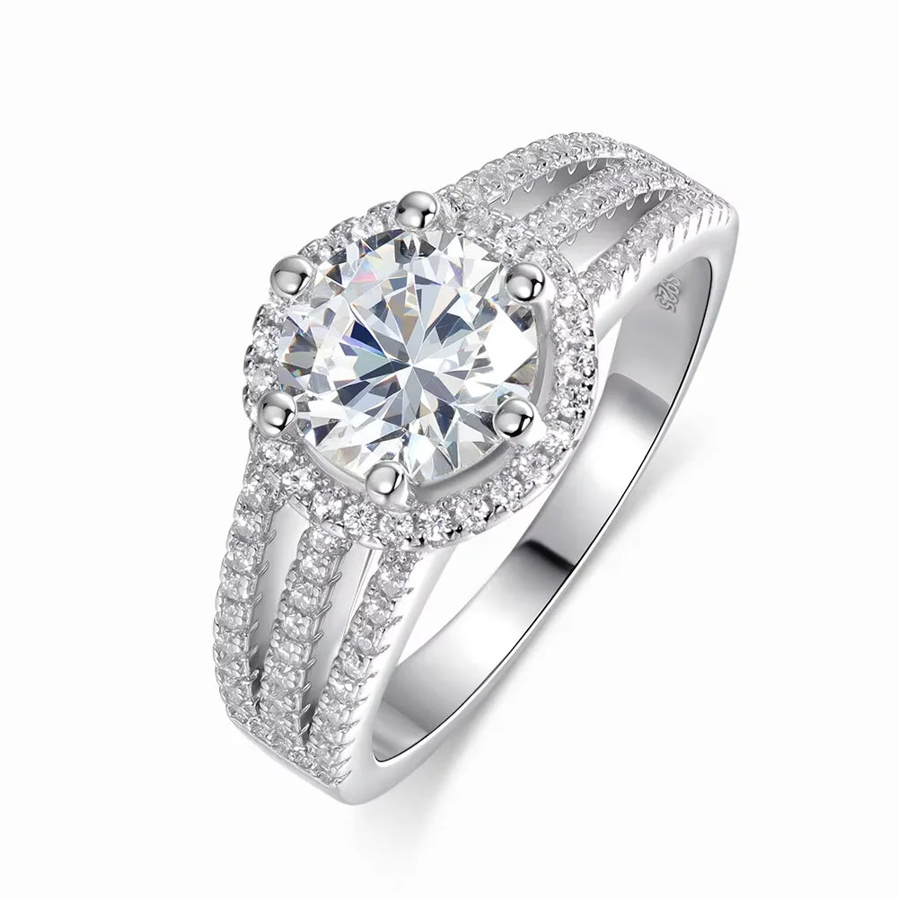 3CT D Color VVS1 Moissanite Engagement Ring for Women GRA Certified 925 Sterling Silver Plated 18k White Gold Jewellery