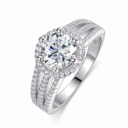 3CT D Color VVS1 Moissanite Engagement Ring for Women GRA Certified 925 Sterling Silver Plated 18k White Gold Jewellery