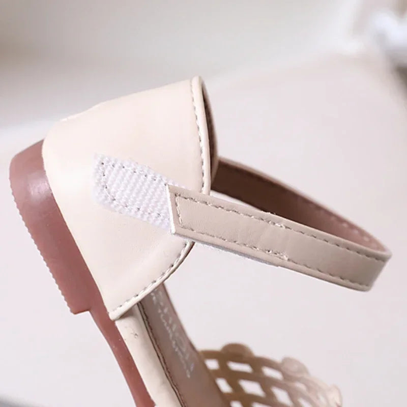 2025 Children Sandals for Girls Summer New Fashion Korean Style Soft Bottom Anti-slippery Versatile Woven Cut-outs Beach Shoes