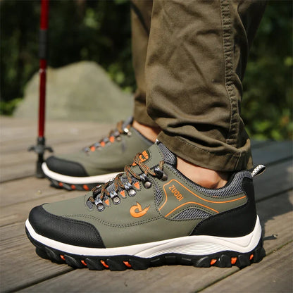 Autumn And Winter Models, Men's Waterproof Hiking Shoes, Outdoor PU Leather Sports Shoes, Wear-Resistant,  Walking, Tactical