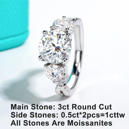 4.25cttw Moissanite Infinity Engagement Rings D Color 925 Sterling Silver 3 Stone Wedding Anniversary Ring For Women