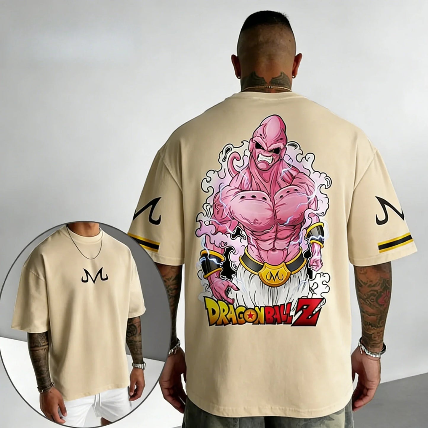 Anime Cotton T-shirt Summer New Majin Buu Printed Men's and Women's Trendy Loose Casual Short Sleeve Top