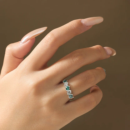 Light Luxury Lab Emerald Moissanite Rings Fashion Women Rings 925 Sterling Silver Ring Party Hot Statement Jewelry Gift