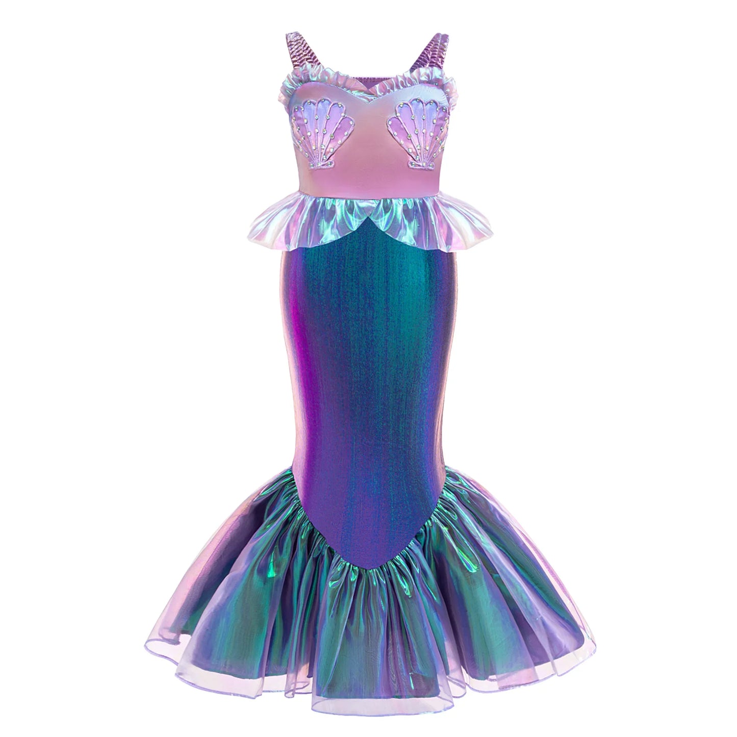 Summer Little Mermaid Ariel Girl Dress Cosplay Carnival Halloween Costumes Birthday Party Princess Dress for Girls Mermaids Gown