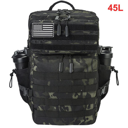 45L Tactical Backpack Men Outdoor Waterproof Sports Travel Gym Hiking Bug Out Bag Military Camping Hunting Survival Rucksack