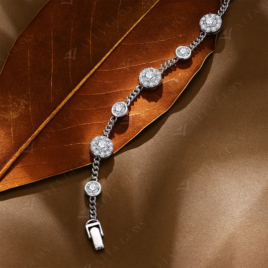 Luxury Moissanite Bracelet for Women S925 Silver Yellow Gold Plated Round halo D Color VVS1 Diamond Wedding Jewelry New