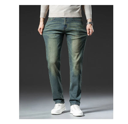 Premium Jeans Men's Autumn 2023 New Elastic High End Business Casual Old Vintage Straight Leg Jeans