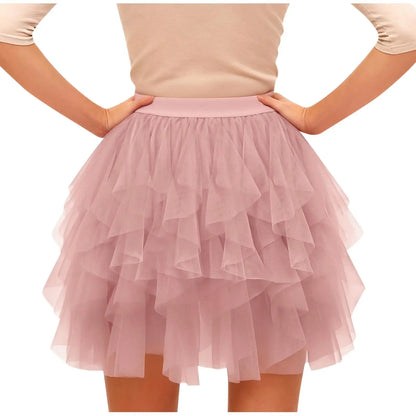 Women's Tulle Tutu Skirt Fashion Solid Color High Waist Mesh Skirt A-line Puff Skirt Cute Cake Skirt Cute Ballet Ball Half Skirt