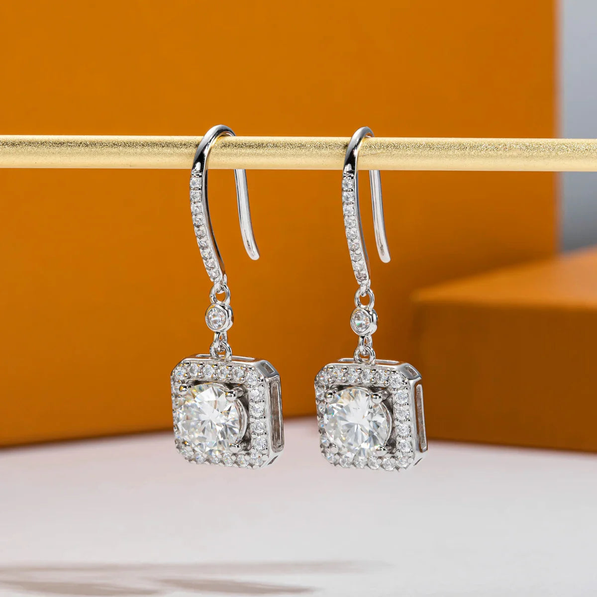 1ct D Color Moissanite Drop Earrings 925 Sterling Silver 18k Gold Plated Earrings for Woman Jewelry Gifts Wholesale