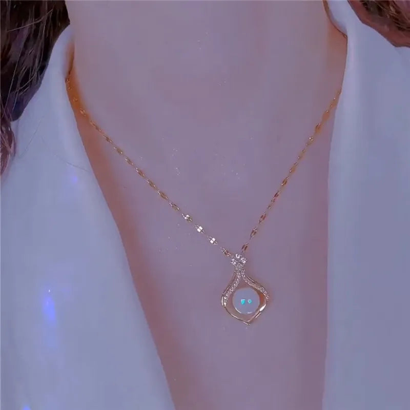 Heart Shape Pendant Necklaces Silver Color 5A Cubic Zirconia Minimalist Style Clavicle Chain Women And Girl Jewelry