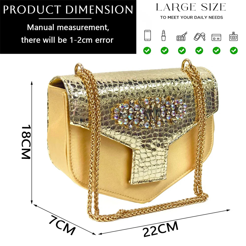 Italian Fashion Open Toe Women Strange Heels Bigger Size Fashion Rhinestone Decoration Brown Shoes And Bag Set Party Bag
