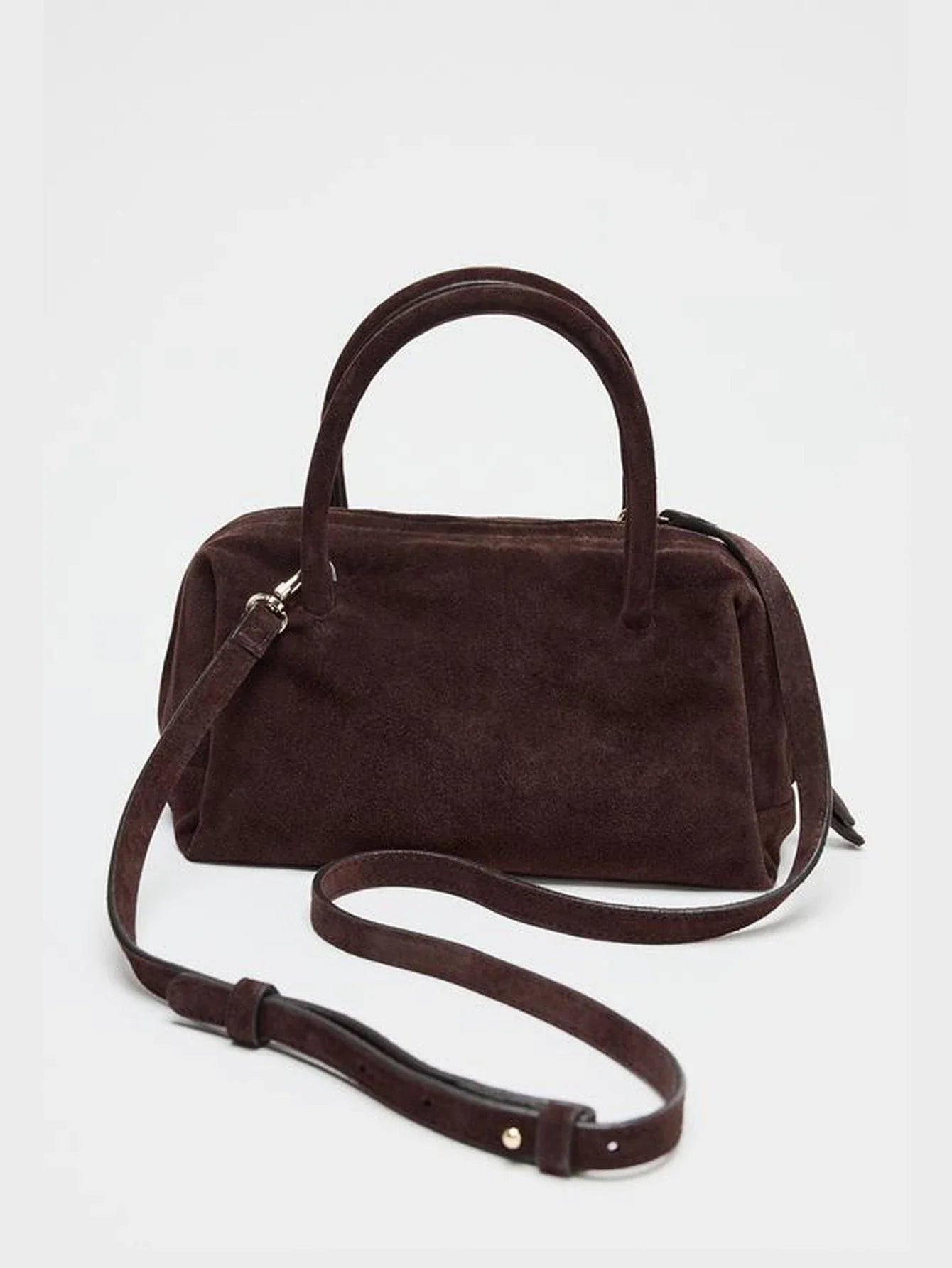 Ladies' single-shoulder bag, suede hand-held crossbody zipper bowling bag, Boston Korean wave women's bag
