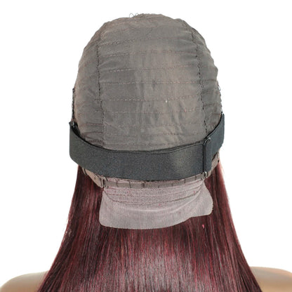 13x6 13x4 Frontal Bob 100%Human Hair Lace Front Wig Dark 99J Burgundy Square Cut Raw Vietnamese Bone Straight 250% Pre Plucked