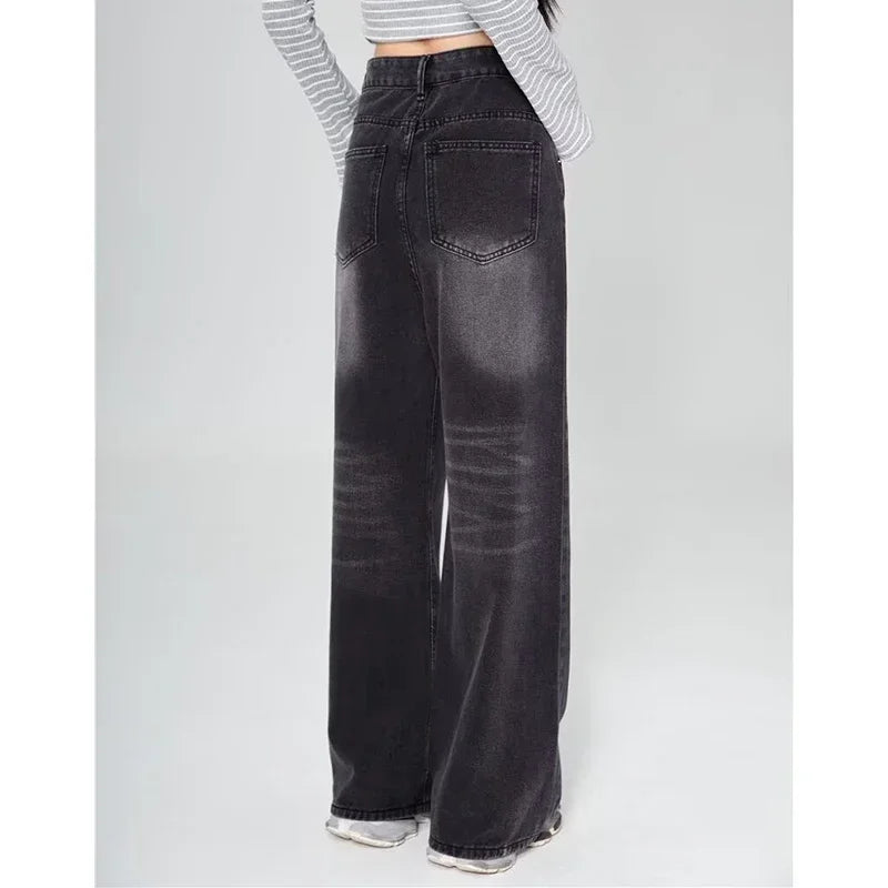 Summer Men Baggy Jeans Unisex Vintage American Style Straight Wide Leg Denim Pants Fashion Brand Hot Sale Casual Trousers