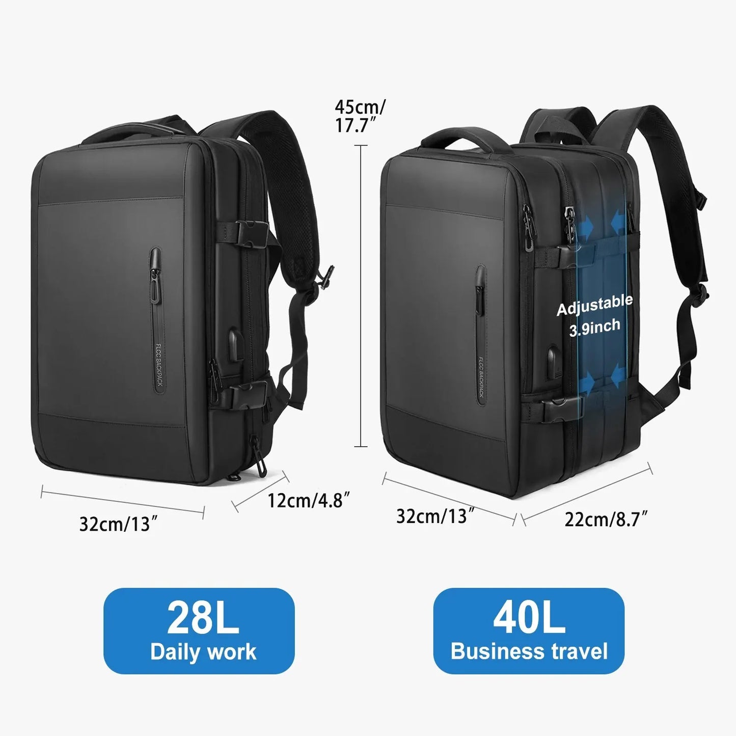 Men Backpack Business Travel Backpack Carry on Waterproof Expandable Backpacks Large Capacity Weekend Traveler Laptop Bag