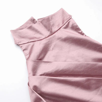 Womens Elegant Long Formal Evening Cocktail Party Dress Sexy High Split Ruched Bodycon Wedding Guest Bridemaid Maxi Dress