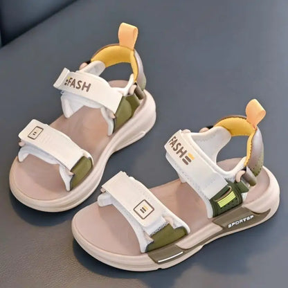 Kids'Casual Shoes Sandals Open-Toe EVA Summer Shoes For Boys Hook and Loop Anti-slip Soft Bottom Beige Black Shoes Size 26-37