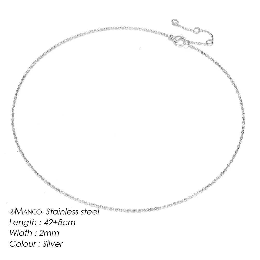 Fine Chain Necklace Stainless Steel Gold Color Pendants Short Long Statement Women  Colar Gift Stainless Steel Jewelry