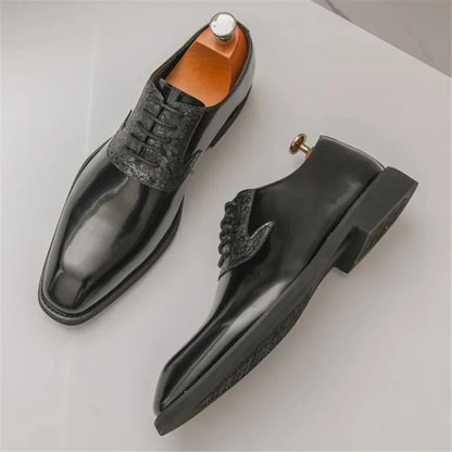 Fashion Designer New Men's Pointed Lace Up Oxford Shoes Male Wedding Dress Homecoming Formal Wedding Footwear