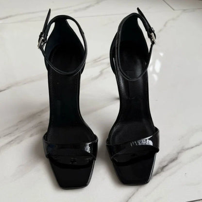 New Fashion Shallow Mouth Bag with One Piece Buckle Strap, Square Head, Open Toe, Fine High Heels Sandals for Women 34-46