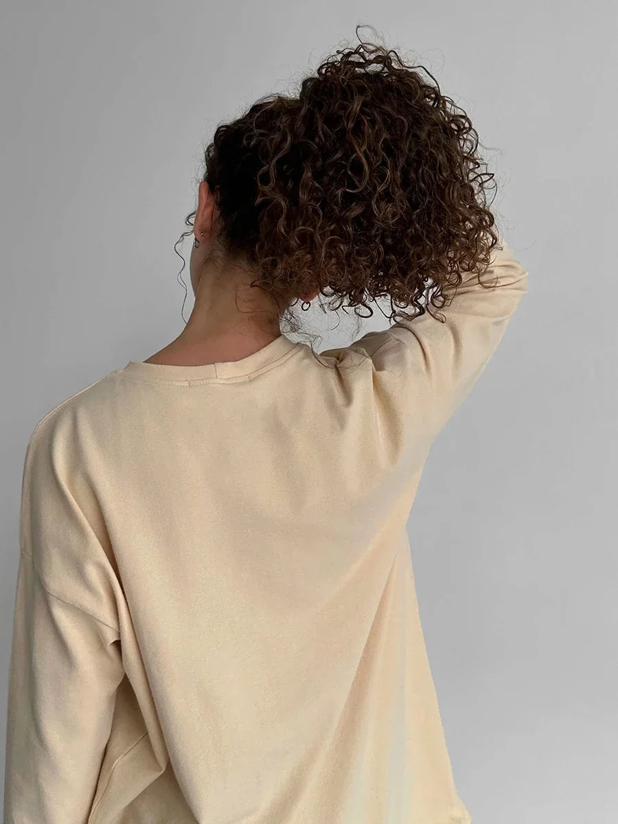 Women Summer 100% Cotton T-shirt Bottoming Spring Basic Fashionable Solid Lady Long Sleeve Loose Tops Shirts