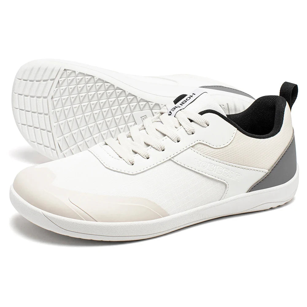 Wide Toe Shoes Mens Womens Minimalist Mesh Artificial Leather Sneakers Lace Up Lightweight Breathable Walking Shoes