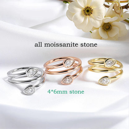 Pear Cut 4*6mm All Moissanite Rings for Women Luxury Quality Wedding Band Lab Diamond Solid 925 Sterling Silver Jewelry