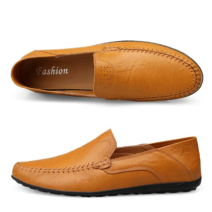 Genuine Leather Men Casual Shoes Luxury Brand Designer Men Loafers Moccasins Breathable Slip on Male Boat Shoes Plus Size 37-47