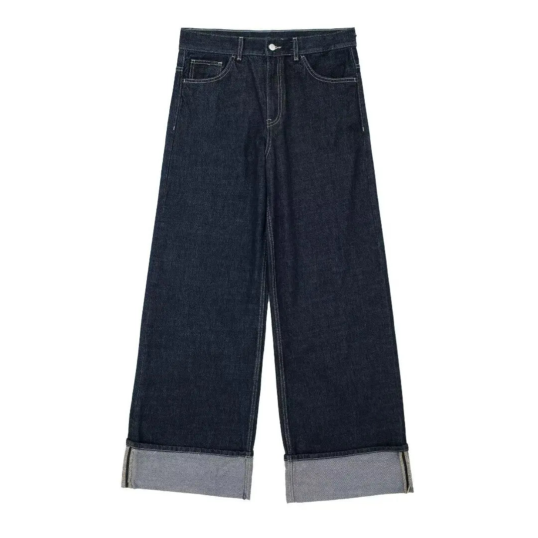 Women's High-Waisted Jeans Slim Trailing Trousers