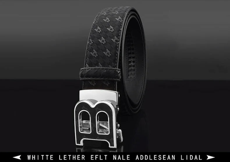 High Quality Automatic Buckle belts men Golden buckle fashion Waist Strap genuine leather Cowskin cintos masculinos B letter