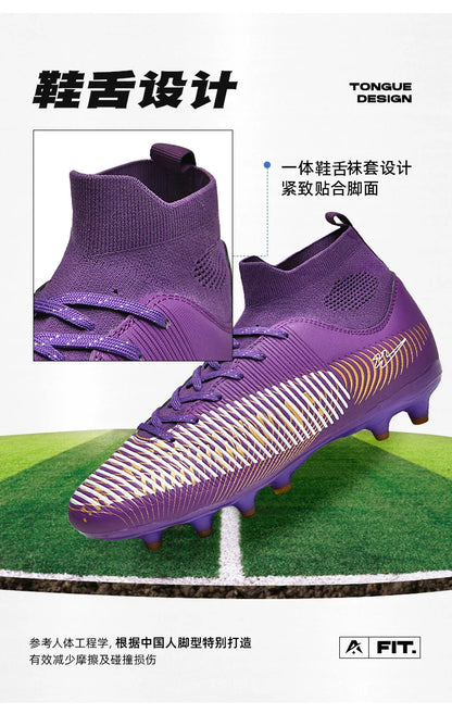 Double Star 2026 New High-Top AG Soccer Boots, Long Studs, for Teenagers, Primary School Students, Adults and Kids, Match & Trai