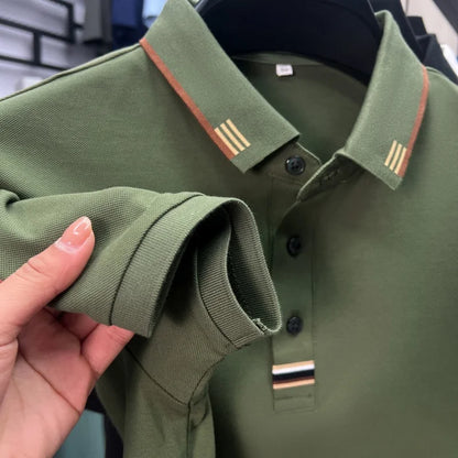 Luxury Design Men's Polo Shirt Lapel Short Sleeve T-Shirt Summer New Solid Color Simple Fashion Casual Business Office Menswear