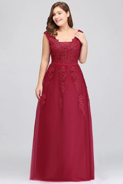 Gorgeous Pearl Pink Evening Dresses Illusion Strap Lace Appliques Square Neck V-Backless Gowns Slim A-Line Maxi Party Prom Dress